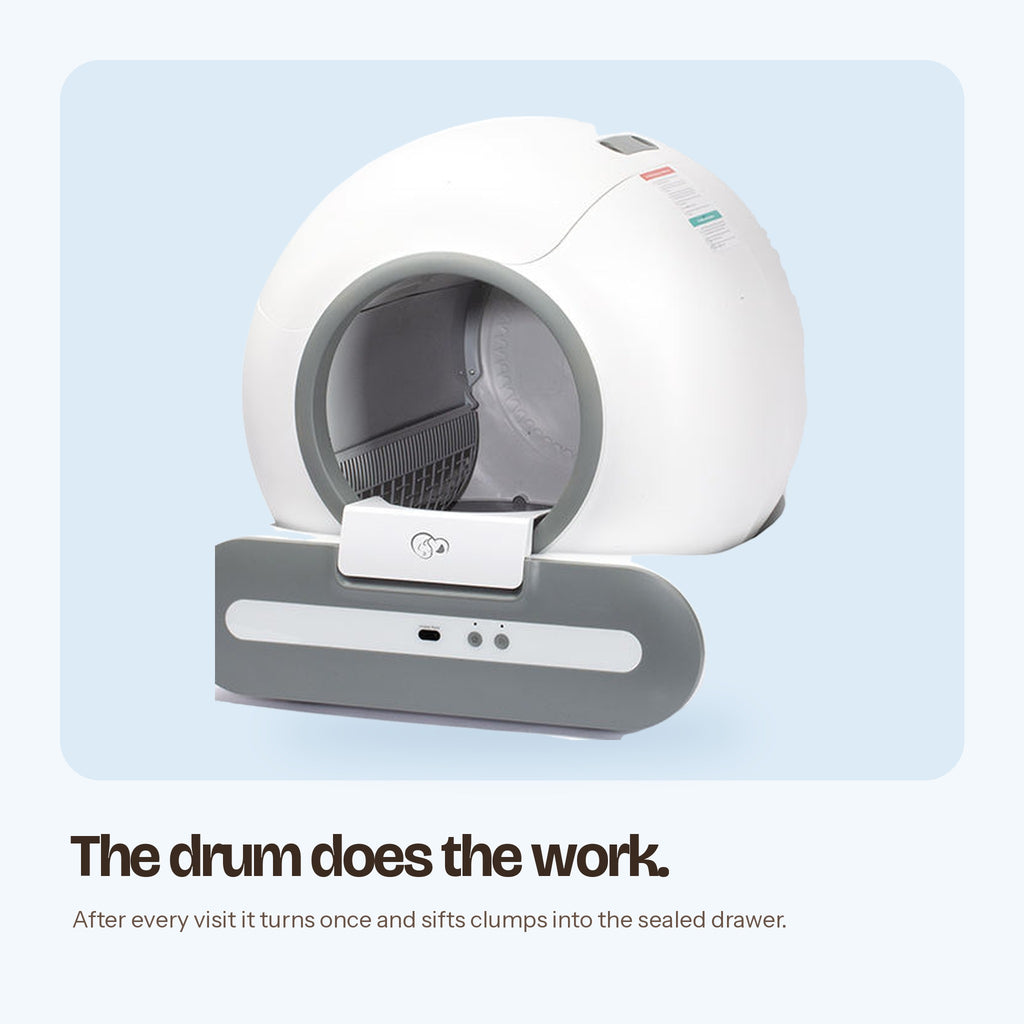 Inside the Cuppy Orbit self-cleaning drum