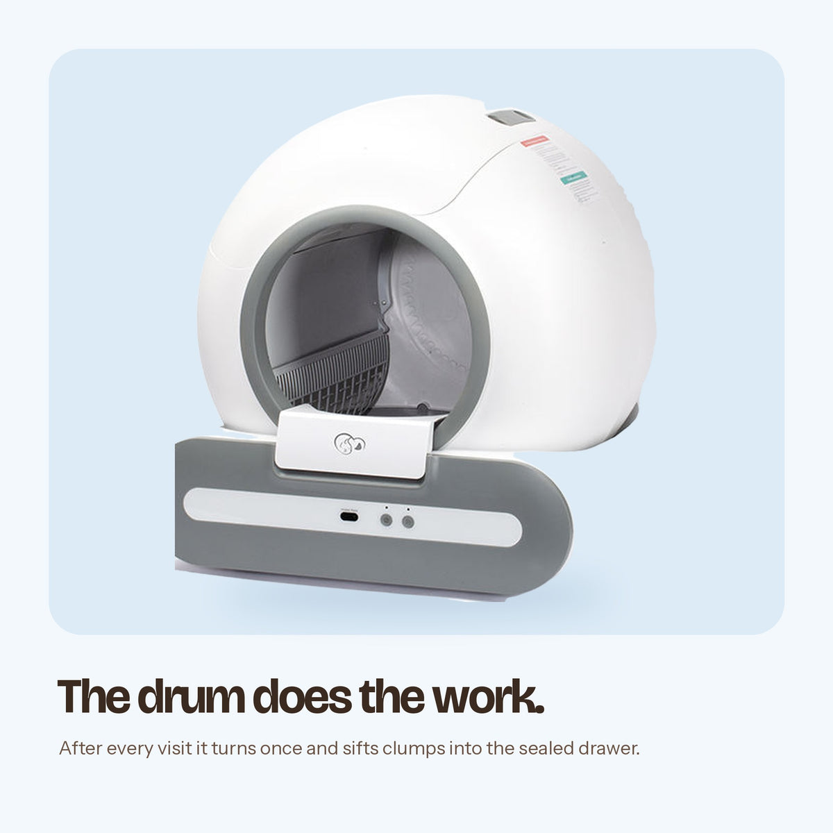 Inside the Cuppy Orbit self-cleaning drum